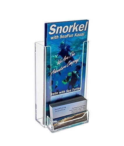 SourceOne Source One Tall Boy 4-Inch Wide Wall Mount Brochure Holder with Business Card Holder (6 Pack) - Image 1